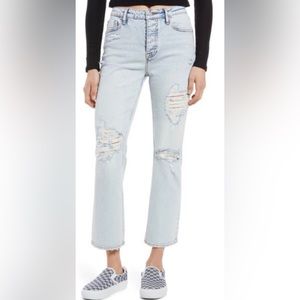 Vigoss Stevie Straight Crop Ripped Distressed Jeans